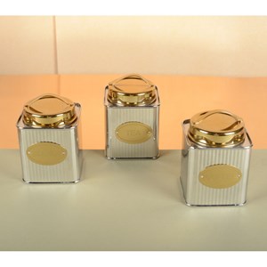 Boîte à sucre argentée et dorée