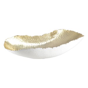Coupe à fruits blanche et dorée martelée