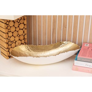 Coupe à fruits blanche et dorée martelée