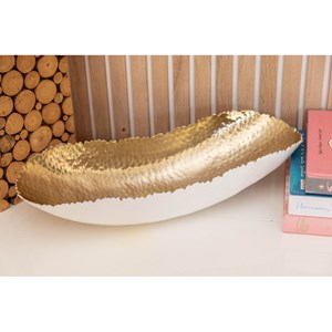 Coupe à fruits blanche et dorée martelée