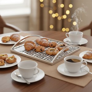 Plateau rectangulaire noir et blanc