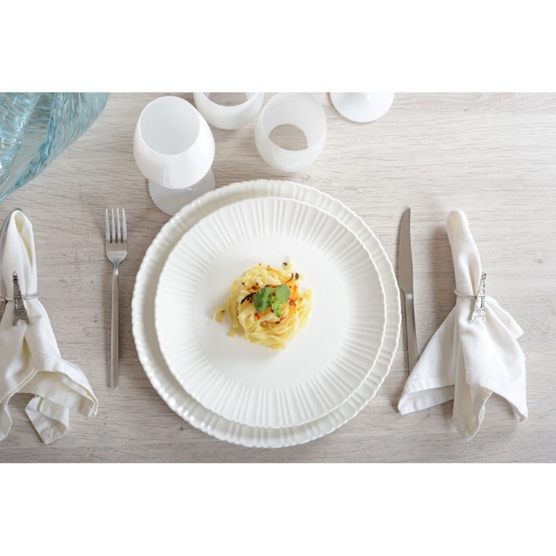 Assiette plate blanche flora - lot de 6