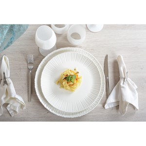 Assiette plate blanche flora