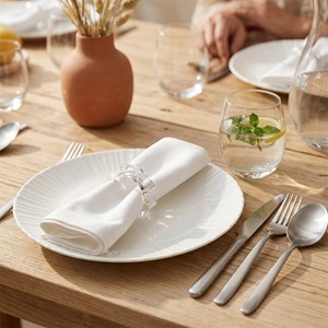 Assiette plate blanche flora  - lot de 6