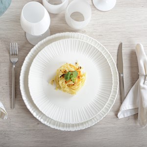 Assiette plate blanche flora  - lot de 6