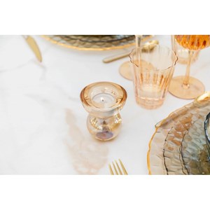 Bougeoirs en cristal ambre  - lot de 2