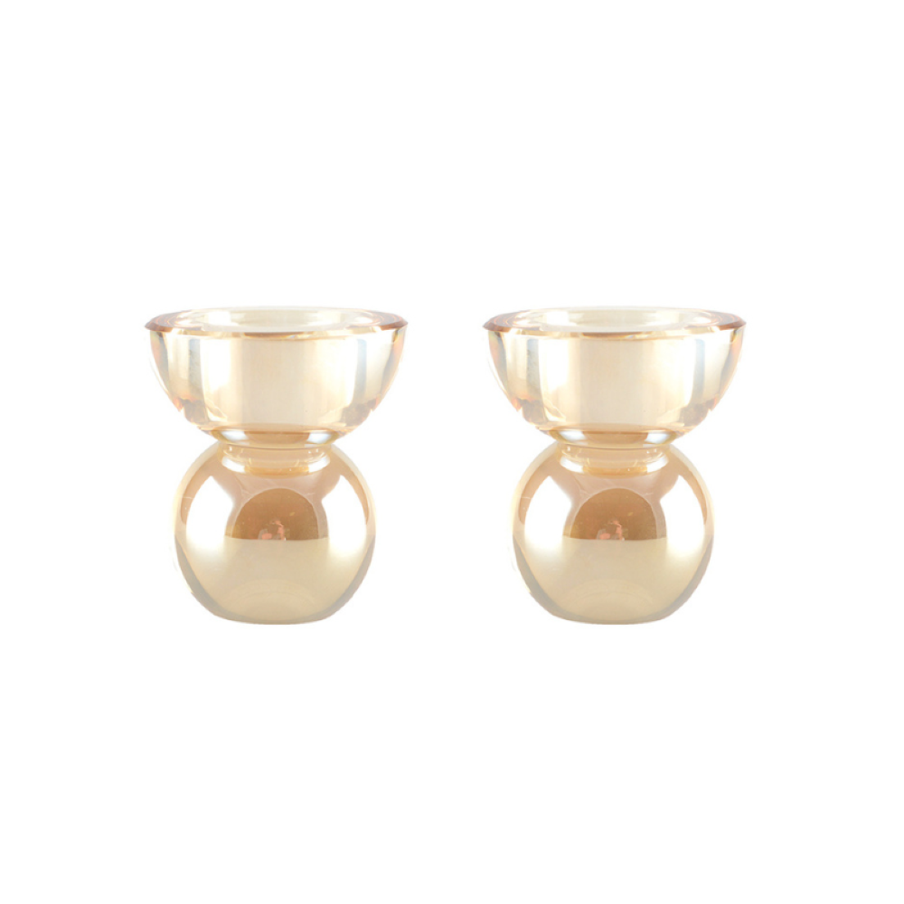 Lot De 2 Bougeoirs Cylindriques En Cristal - Multicolore - Pour Bougies Chauffe-plat
