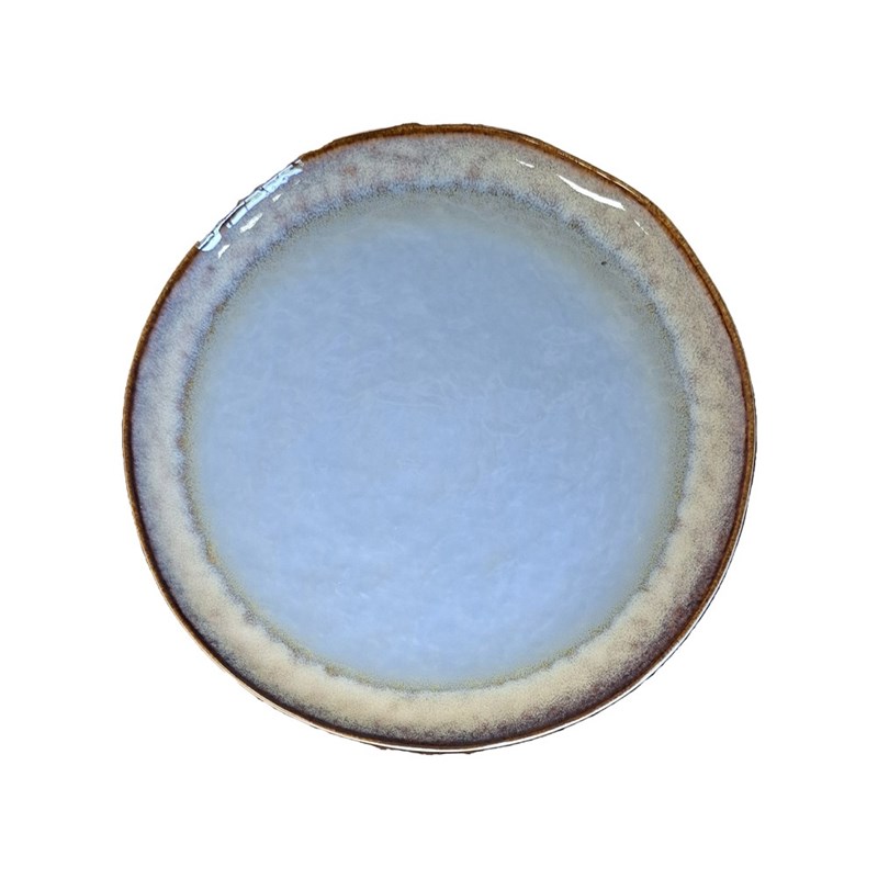 Assiette plate bleue en porcelaine