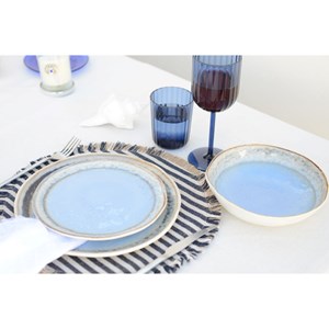 Assiette à dessert bleue en porcelaine  - lot de 6