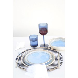 Assiette à dessert bleue en porcelaine  - lot de 6