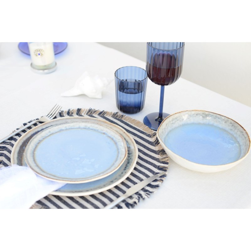 Assiette creuse bleue en porcelaine - lot de 6
