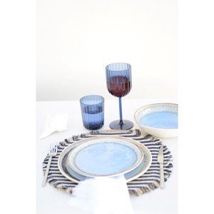 Assiette creuse bleue en porcelaine  - lot de 6