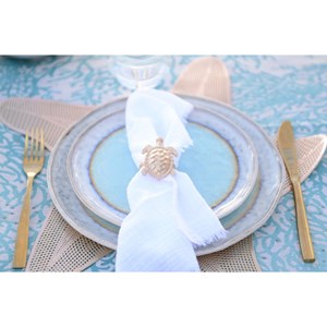 Assiette plate turquoise en porcelaine  - lot de 6