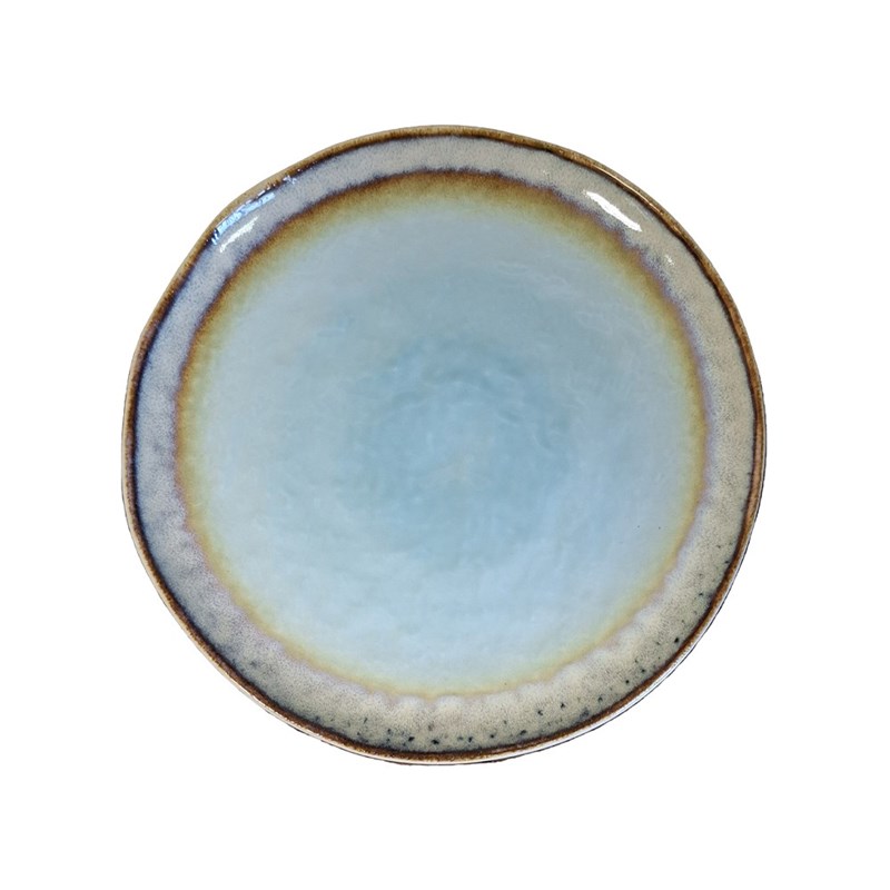 Assiette plate turquoise en porcelaine