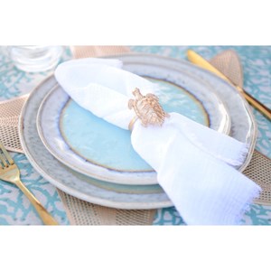 Assiette plate turquoise en porcelaine  - lot de 6