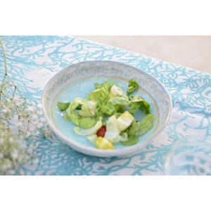 Assiette creuse turquoise en porcelaine  - lot de 6