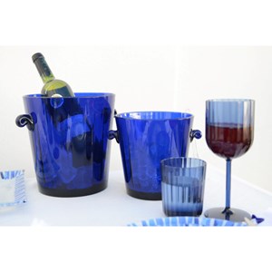 Seau à glaçons bleu fonce avec pince