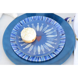 Assiette poisson bleu foncé  -  lot de 6