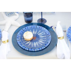 Assiette poisson bleu foncé  -  lot de 6