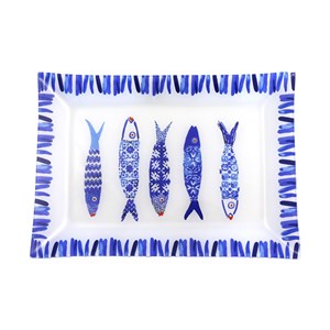 Plat rectangulaire poisson bleu  - lot de 6