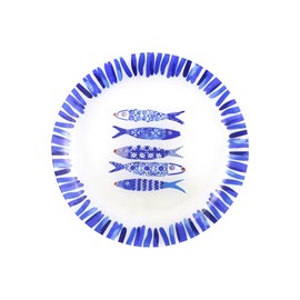 Assiette plate poisson bleu  - lot de 6