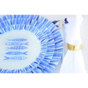 Assiette plate poisson bleu  - lot de 6