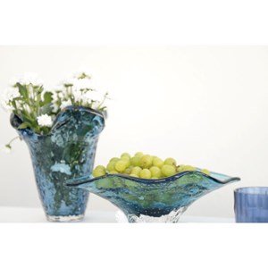 Coupe décorative en verre bleue
