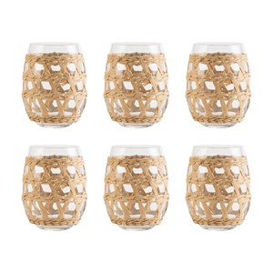 Verres à eau en rotin  - lot de 6