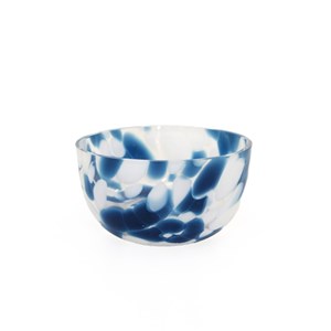 Coupelle bleue et blanche en verre