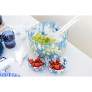 Coupelle bleue et blanche en verre