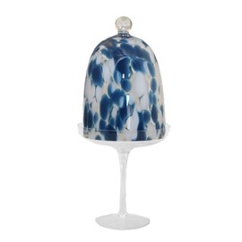 Cloche sur pied blanche et bleue