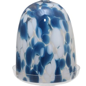 Cloche sur pied blanche et bleue