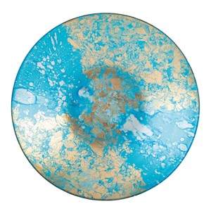 Coupe décorative bleue et dorée