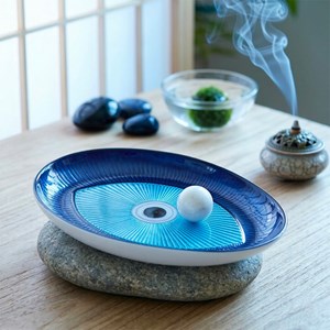 Coupelle ovale œil bleue clair