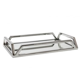 Plateau rectangulaire miroir argent
