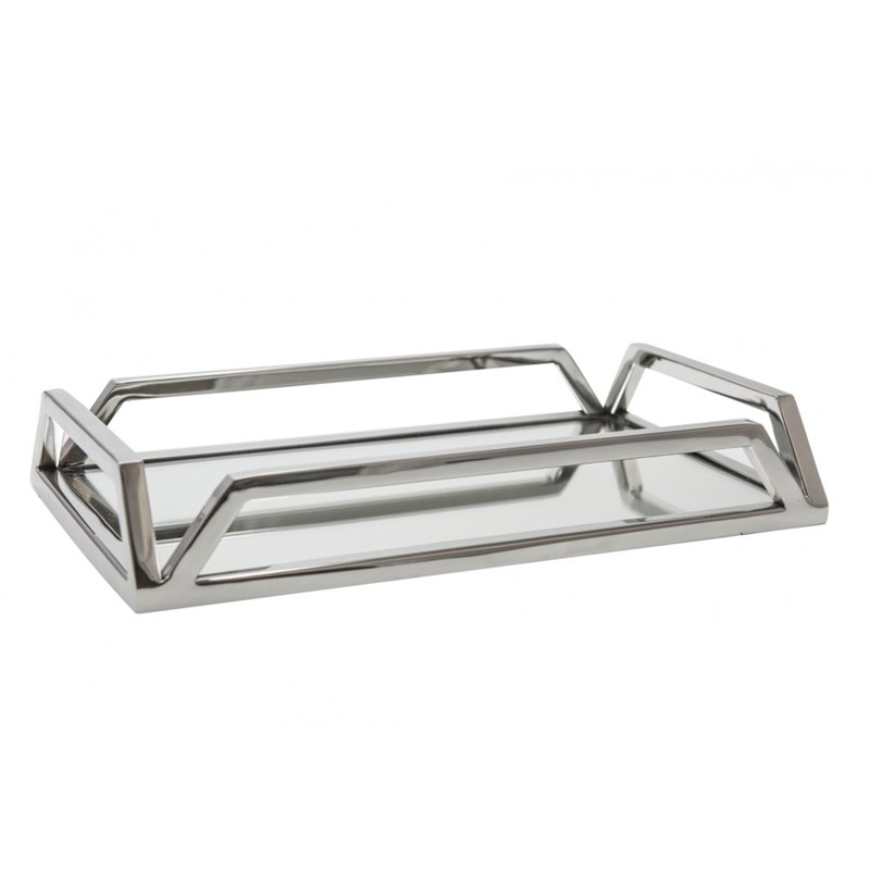 Plateau rectangulaire miroir argent