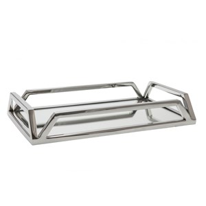 Plateau rectangulaire miroir argent
