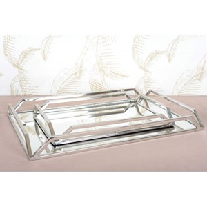 Plateau rectangulaire miroir argent