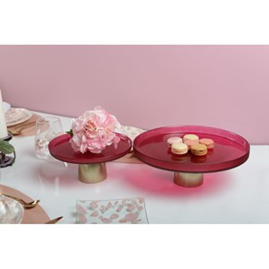 Plat à gâteaux framboise sur pied dore