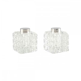 Salière et poivrière carreau argent