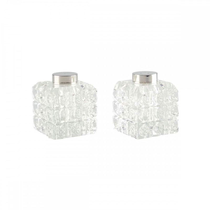 Salière et poivrière carreau argent