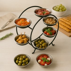 Serviteur roue 6 coupelles inox