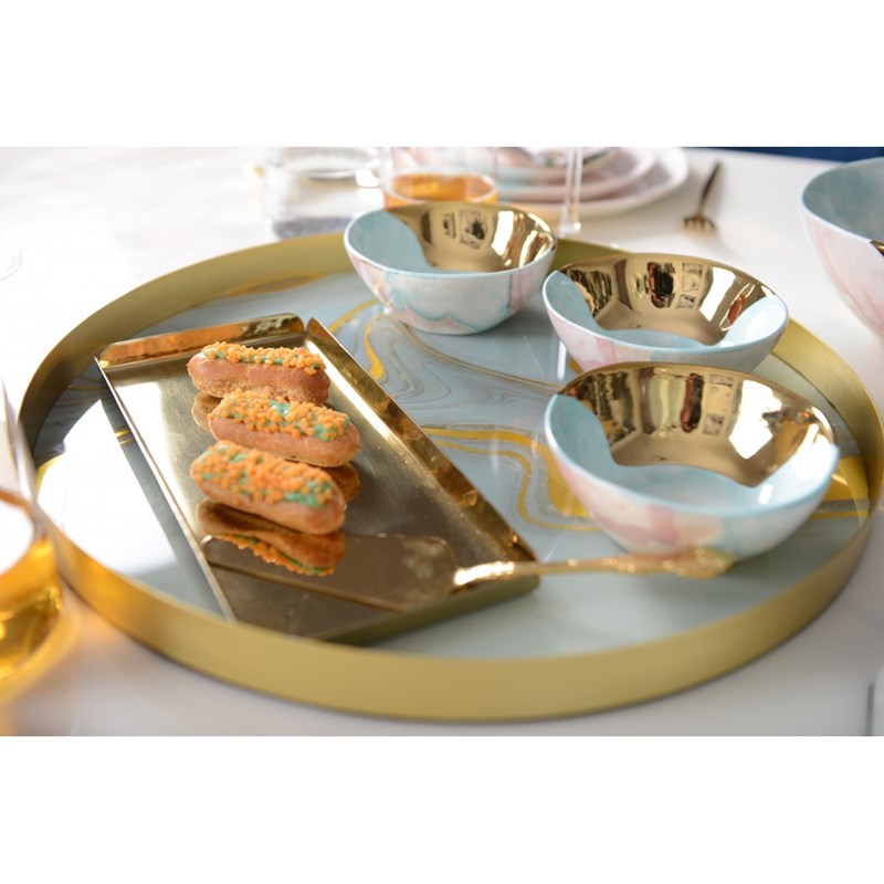 Plateau rectangulaire martelé dore