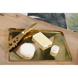 Plateau rectangulaire martelé doré