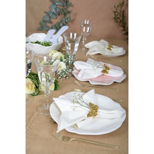 Assiette plate blanche en mélamine  - lot de 6
