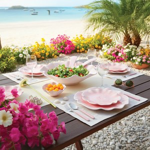 Assiette plate rose en mélamine  - lot de 6