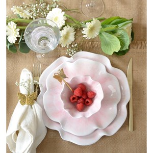 Assiette plate rose en mélamine  - lot de 6