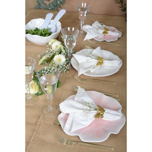 Assiette plate rose en mélamine  - lot de 6
