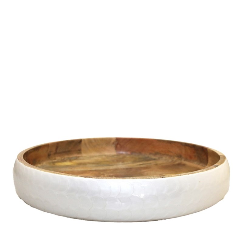 Coupe ronde blanche en bois manguier