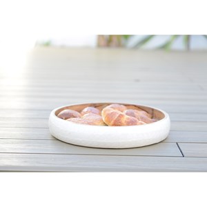 Coupe ronde blanche en bois manguier